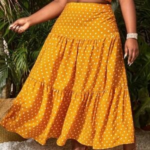 Polka Dot Tiered Orange Skirt